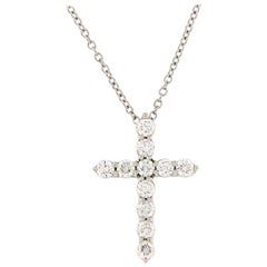 Platinum VS Diamond Cross Pendant Necklace