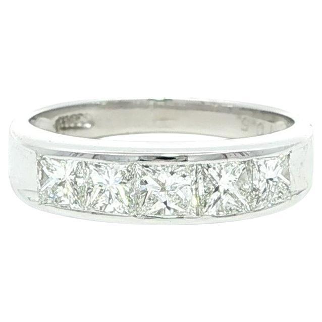 Anillo de platino VS F 1,05 ctw Princesa Diamante engastado en canal 5 piedras en venta