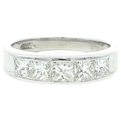 Anillo de platino VS F 1,05 ctw Princesa Diamante engastado en canal 5 piedras