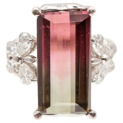 Platinum Watermelon Tourmaline Diamond Ring