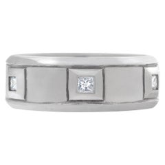 Platinum Wedding Band with 6 Princess Cut Diamond, Designer "Scott Kay"
