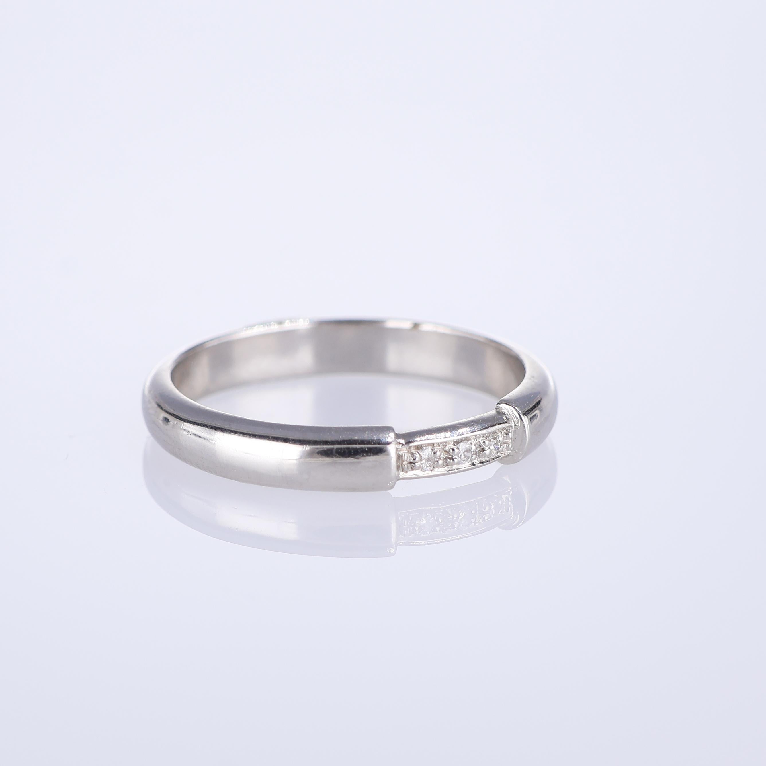 Brilliant Cut Platinum Wedding Band with Diamond Accent For Sale