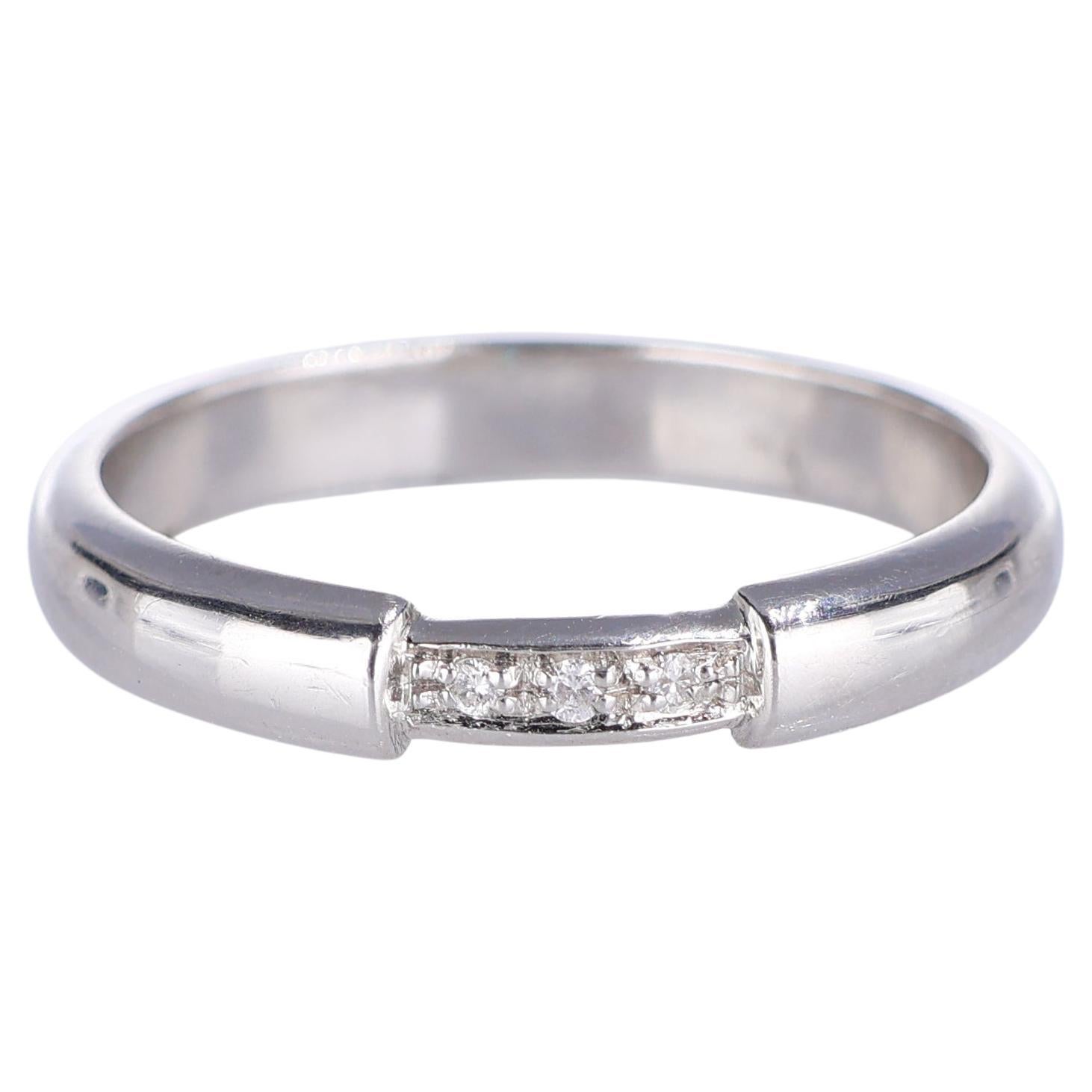Platinum Wedding Band with Diamond Accent For Sale