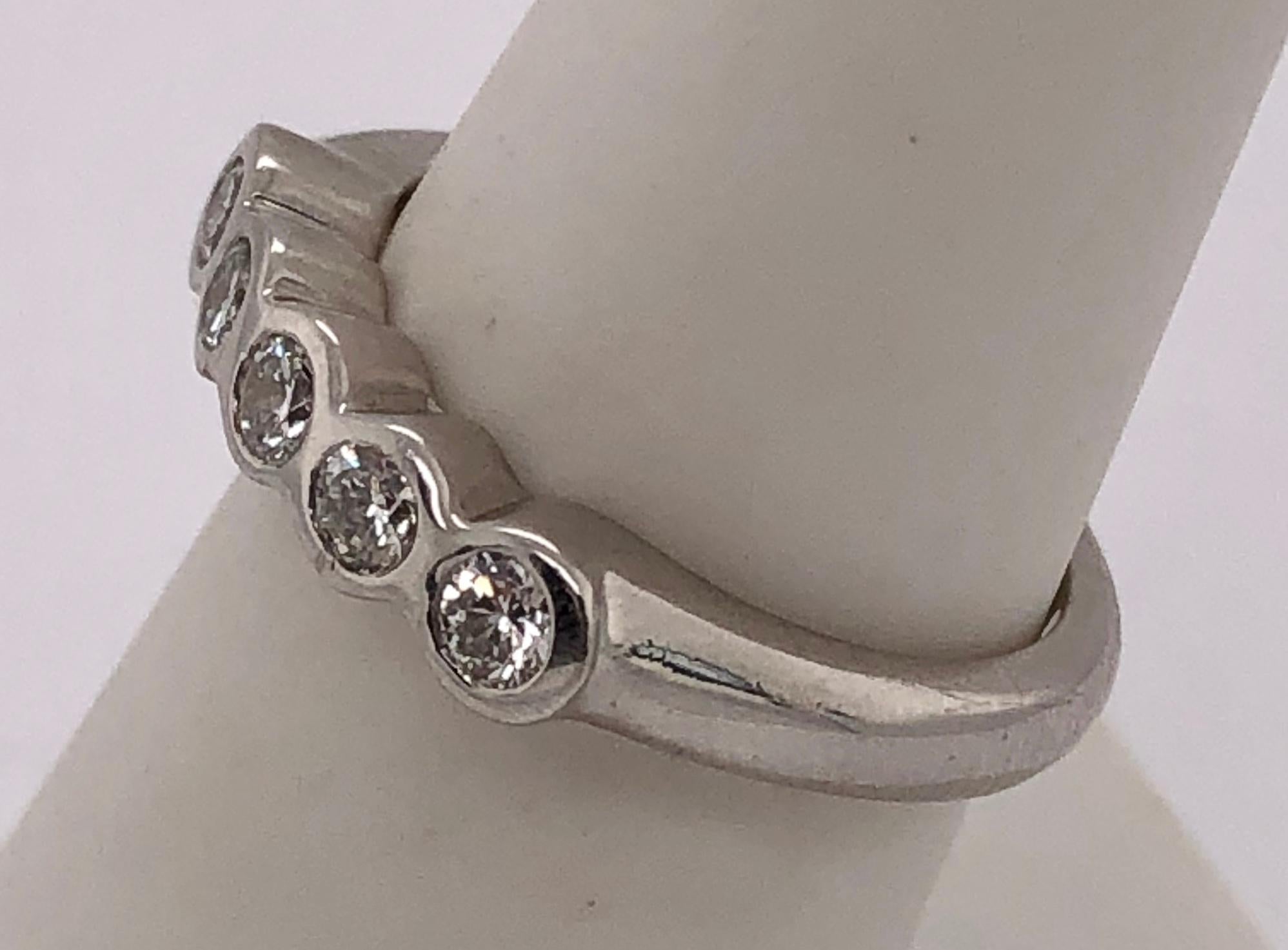 Platinum Wedding Band with Five Round Diamonds .50 Total Diamond Weight For Sale 2