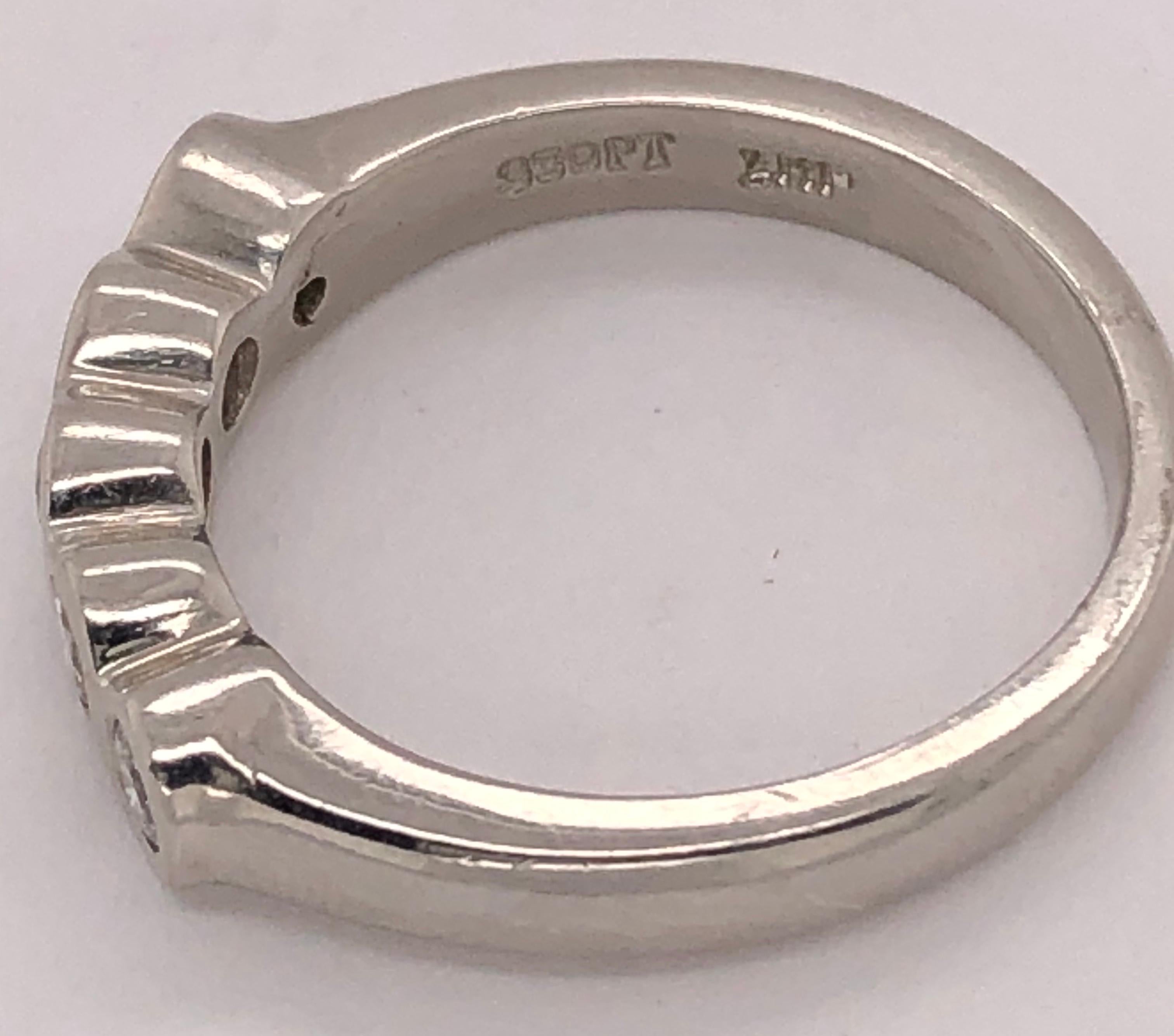 Platinum Wedding Band with Five Round Diamonds .50 Total Diamond Weight For Sale 4