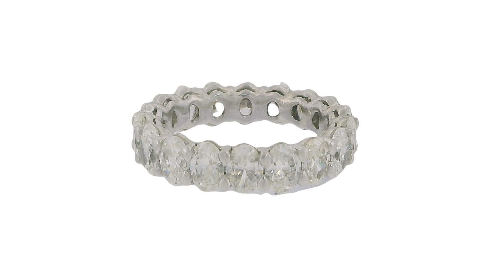 Platinum Wedding Bend With Oval Diamonds View 6