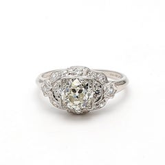 Platinum Wedding Ring with 1.42ct Old European Cut Diamonds Size 6 K-VS1 GIA