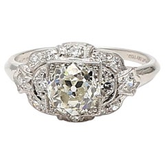 Platinum Wedding Ring with 1.42ct Old European Cut Diamonds Size 6 K-VS1 GIA