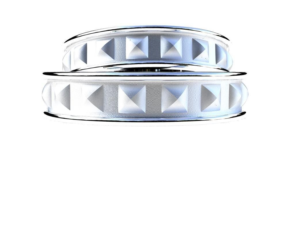 For Sale:  Platinum Wedding Rings Set, Soft Pyramids 3