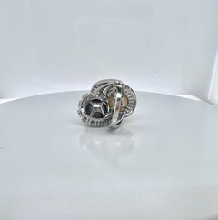 Platinum, White and Black Cultured Pearl and Diamond Ring