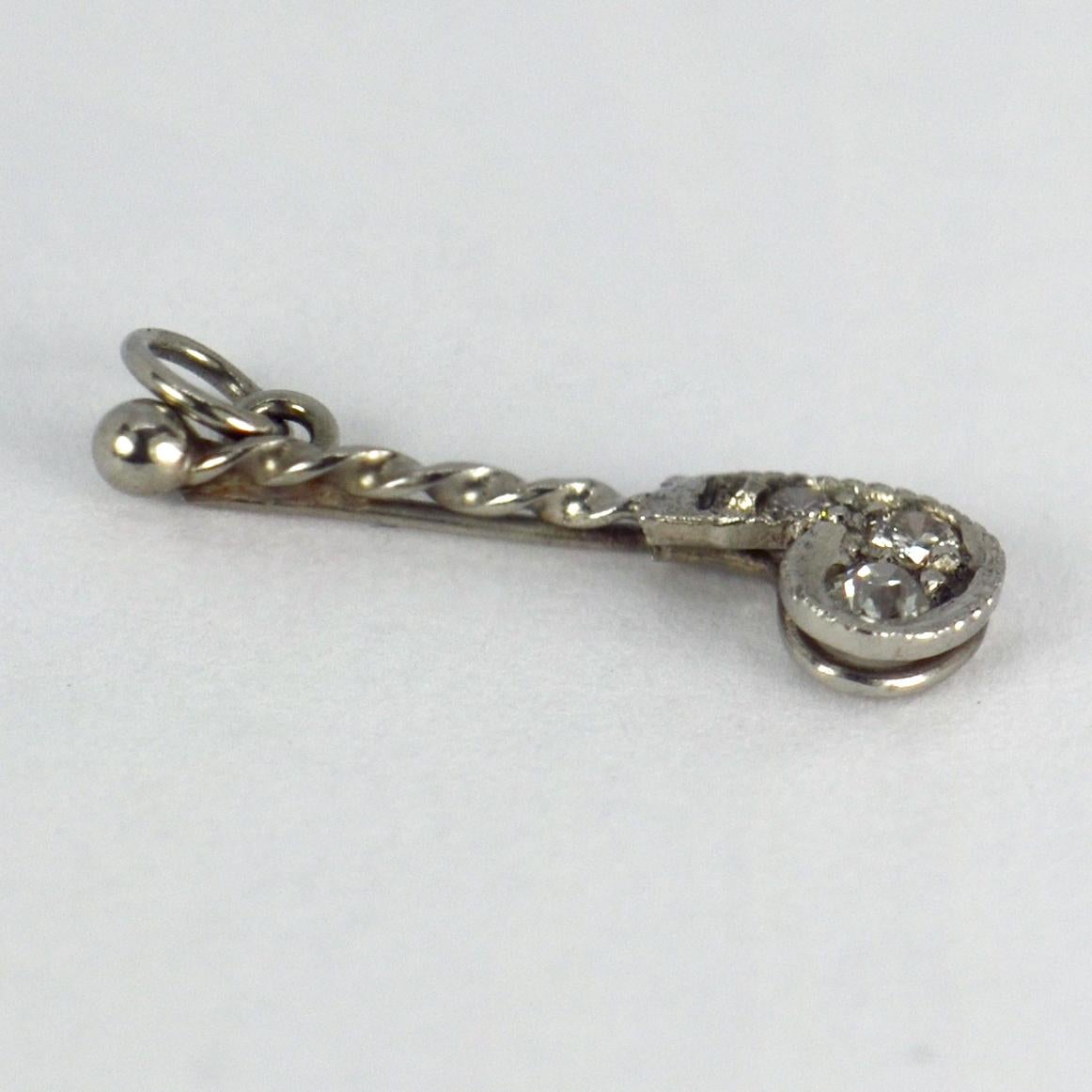 Women's or Men's Platinum White Diamond Golf Club Charm Pendant For Sale