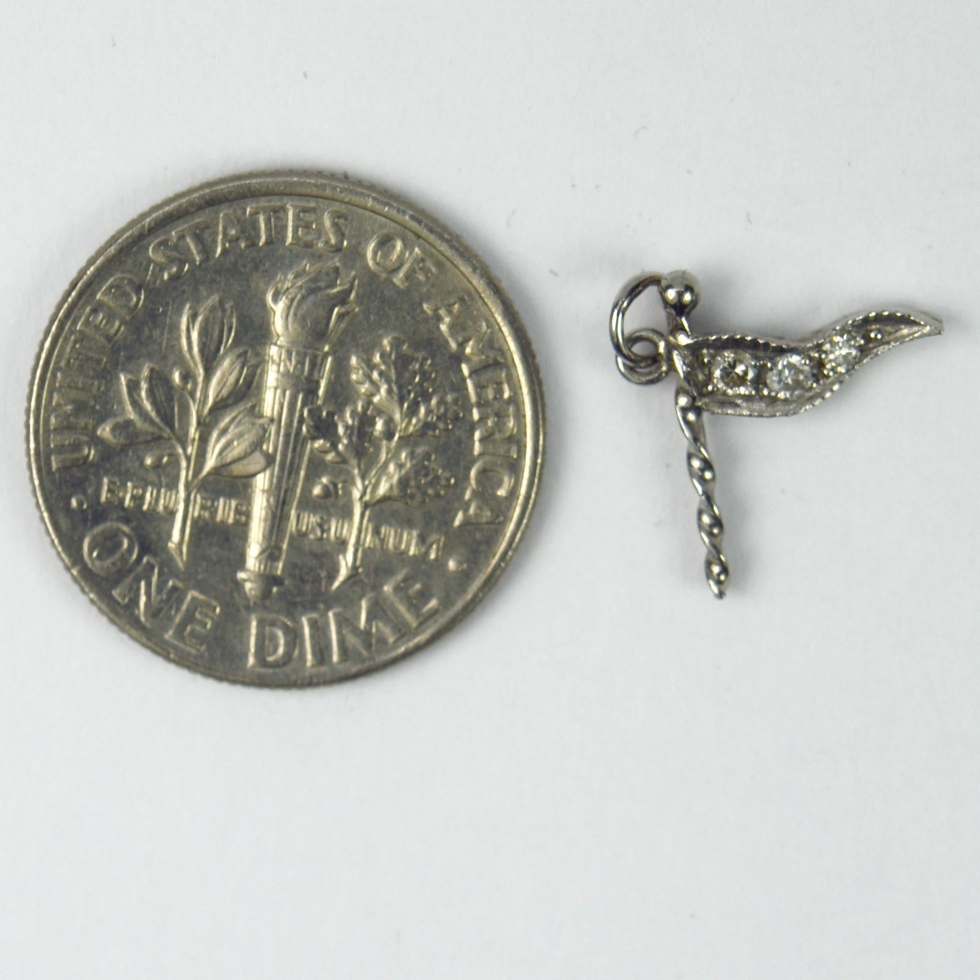 Platinum White Diamond Golf Flag Charm Pendant In Good Condition For Sale In London, GB