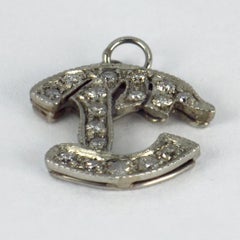 Platinum White Diamond Palm Tree Charm Pendant
