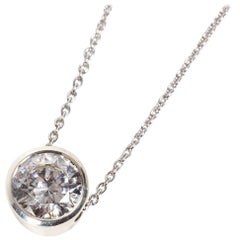 Platinum White Diamond Slider Pendant Necklace
