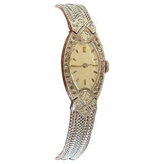 Platinum White Gold Art Deco Diamond Wrist Watch