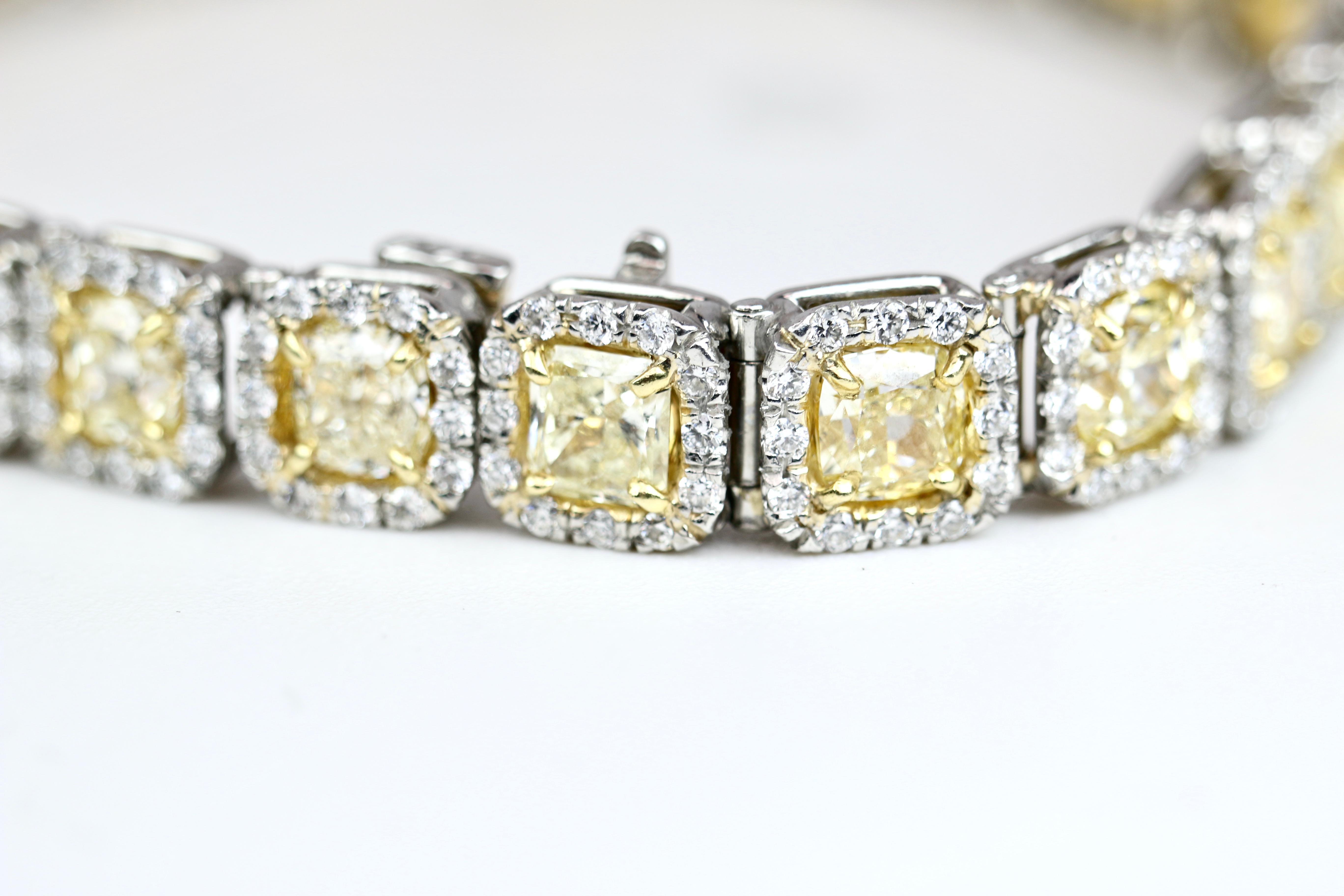 Women's Platinum White Gold Yellow and White Diamond Bracelet