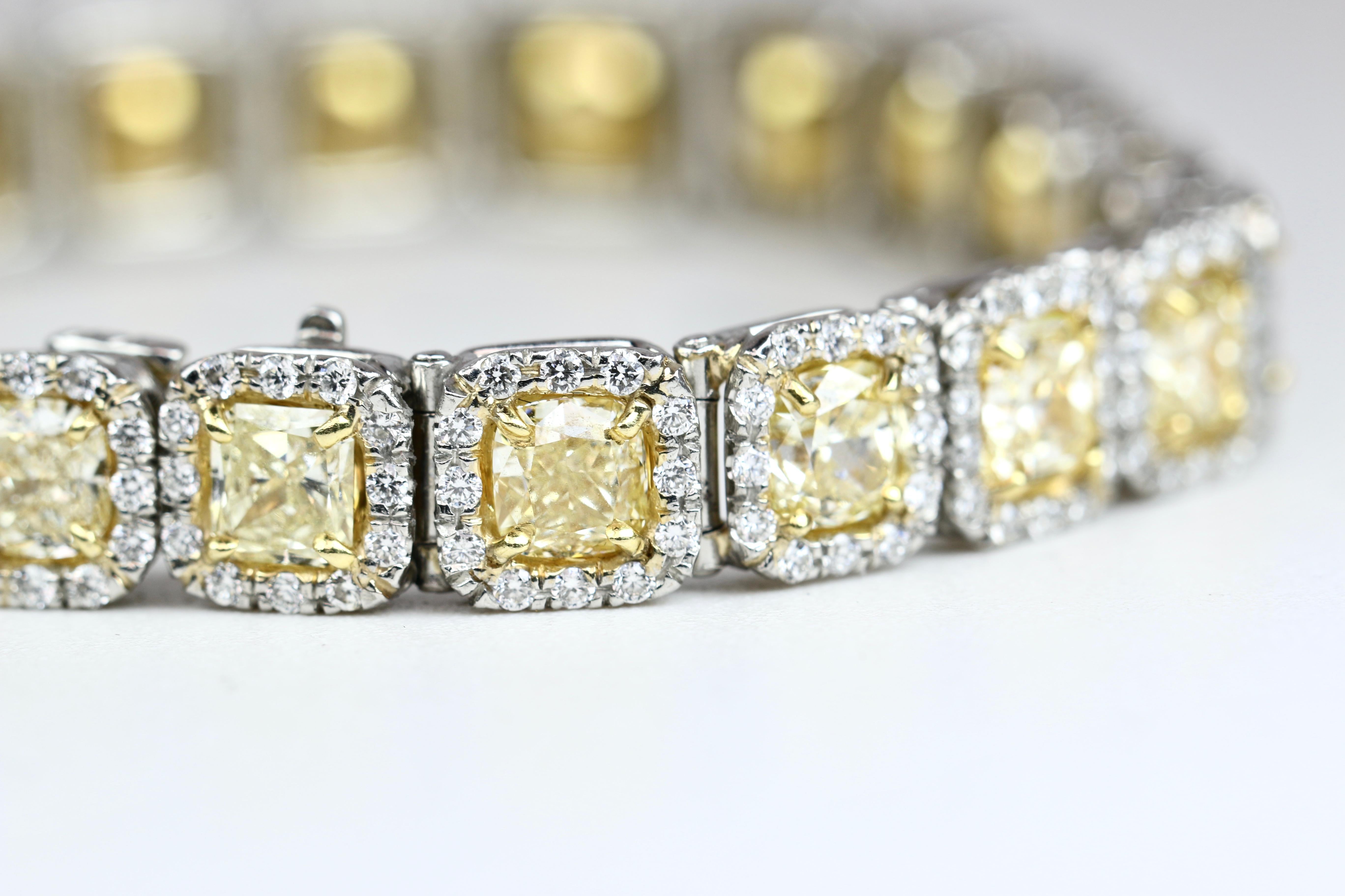 Modern Platinum White Gold Yellow and White Diamond Bracelet
