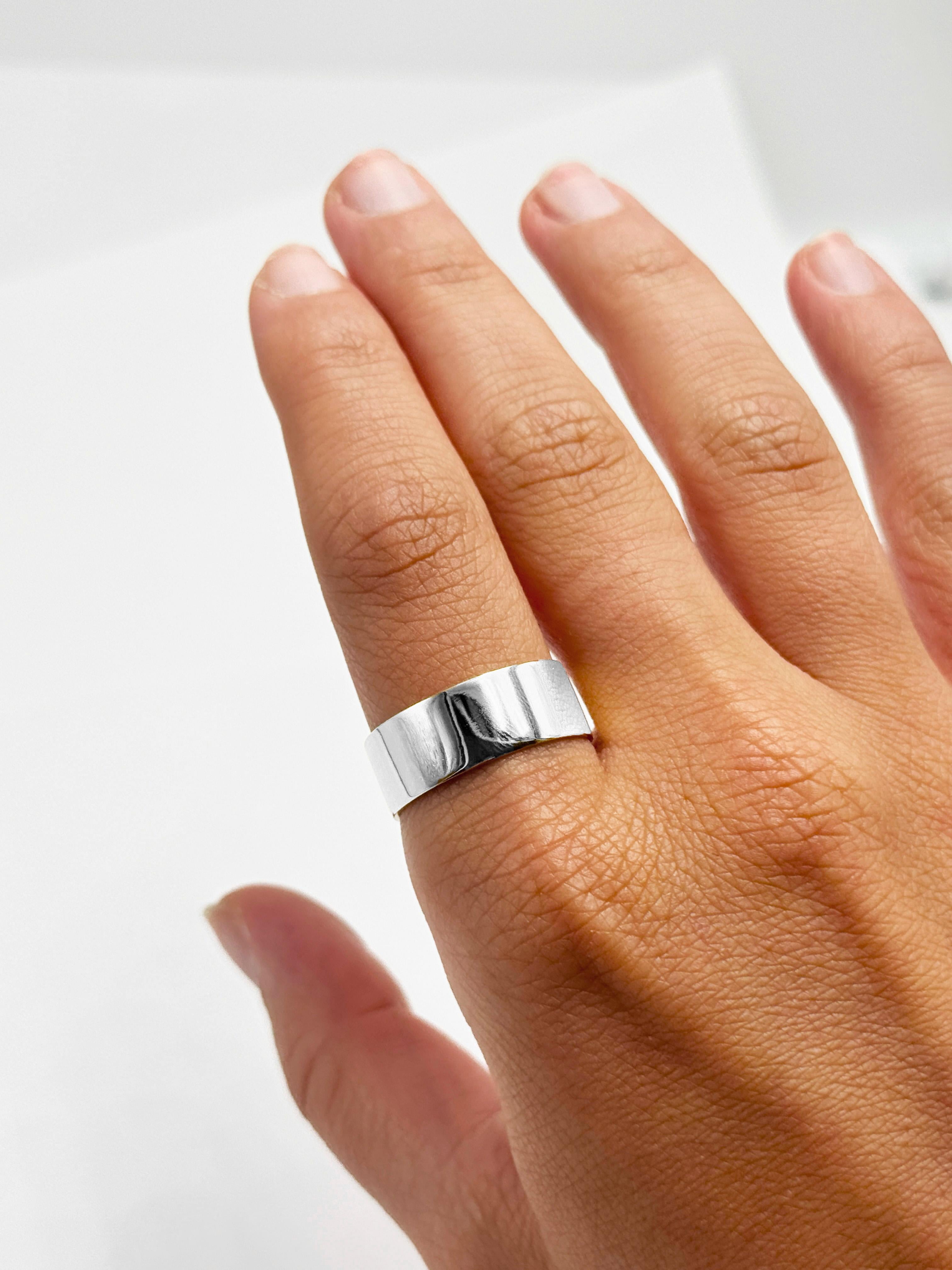 Platinum Wide Band Ring Breite 8mm Größe 9.25 poliert im Angebot 5