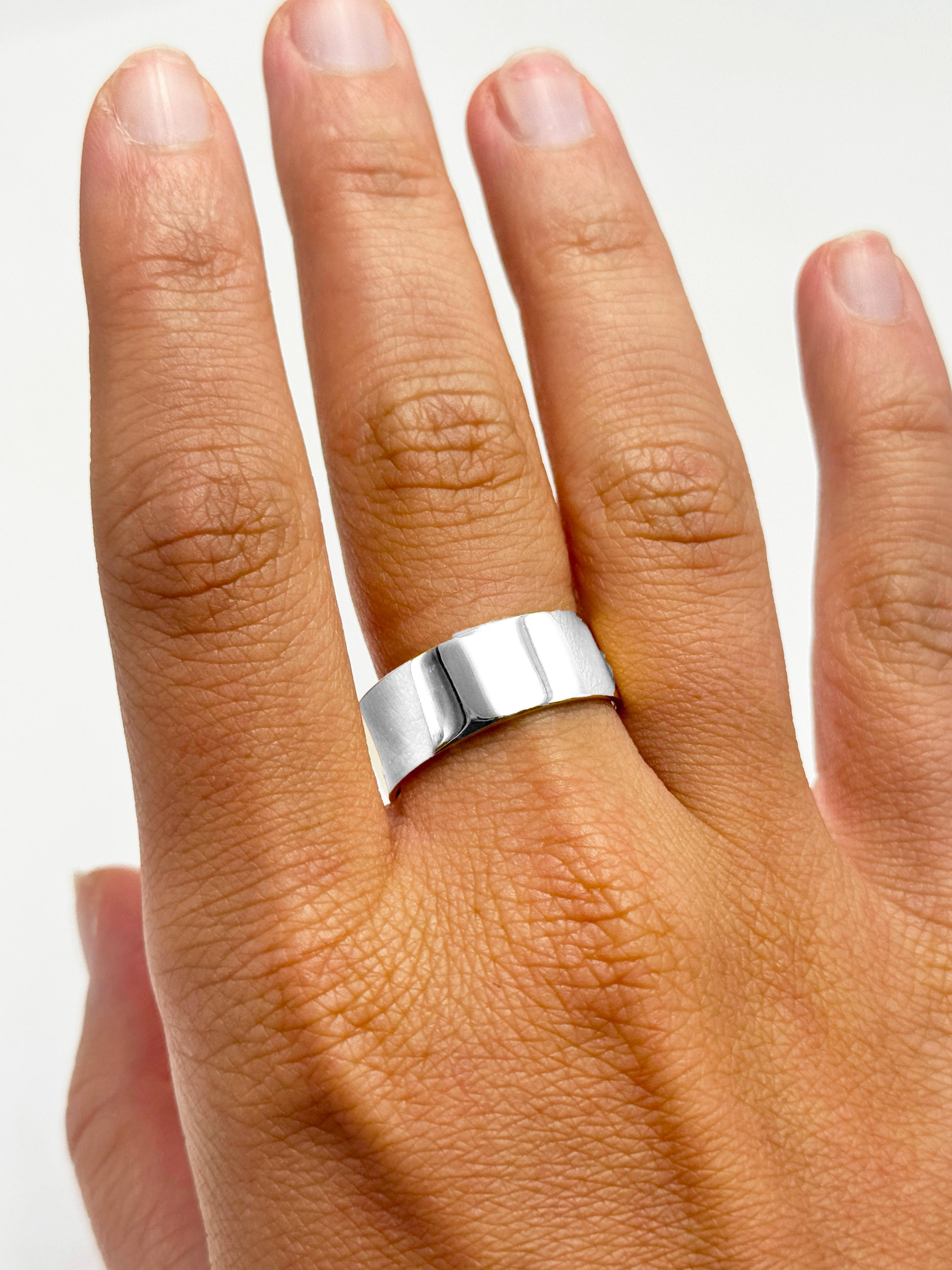 Platinum Wide Band Ring Breite 8mm Größe 9.25 poliert im Angebot 6