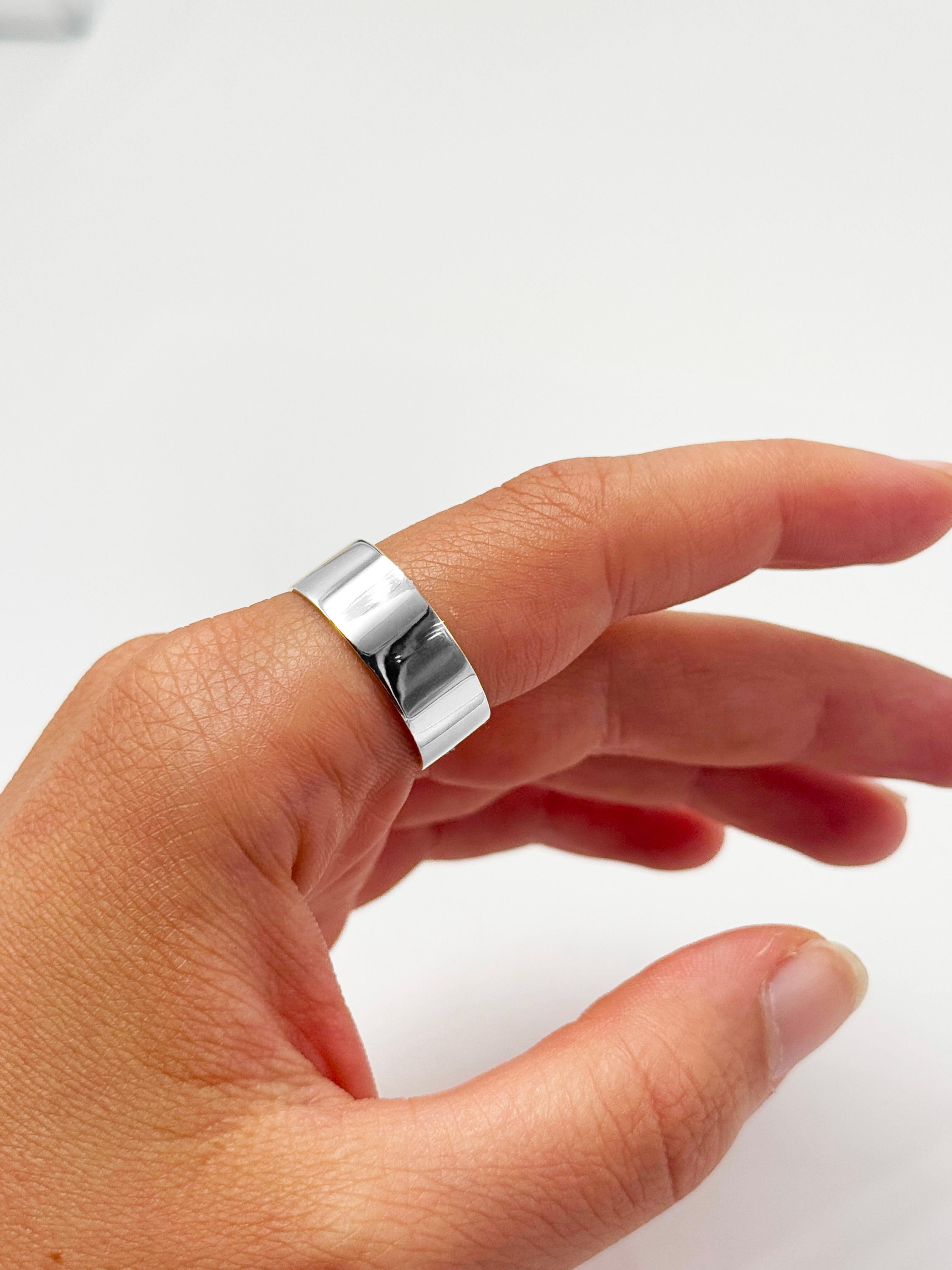 Platinum Wide Band Ring Breite 8mm Größe 9.25 poliert Herren im Angebot