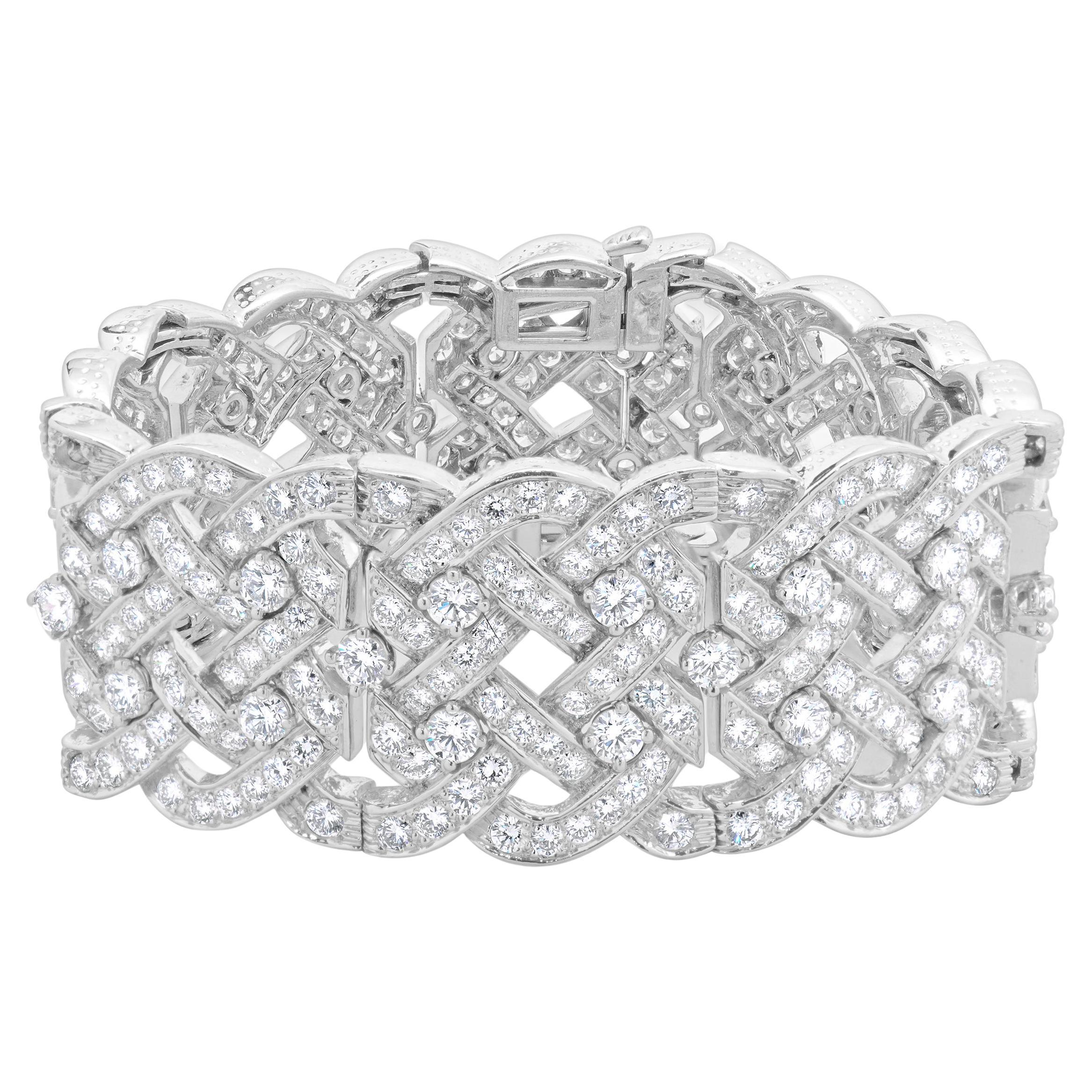 Platinum Wide Diamond Keltic Knot Bracelet For Sale