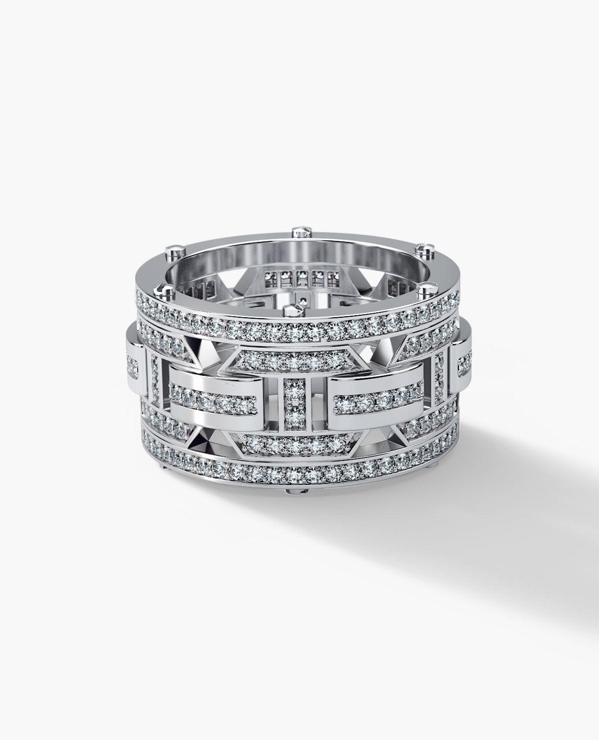 Contemporary Platinum Wide Ring with 2.10ct Diamonds 