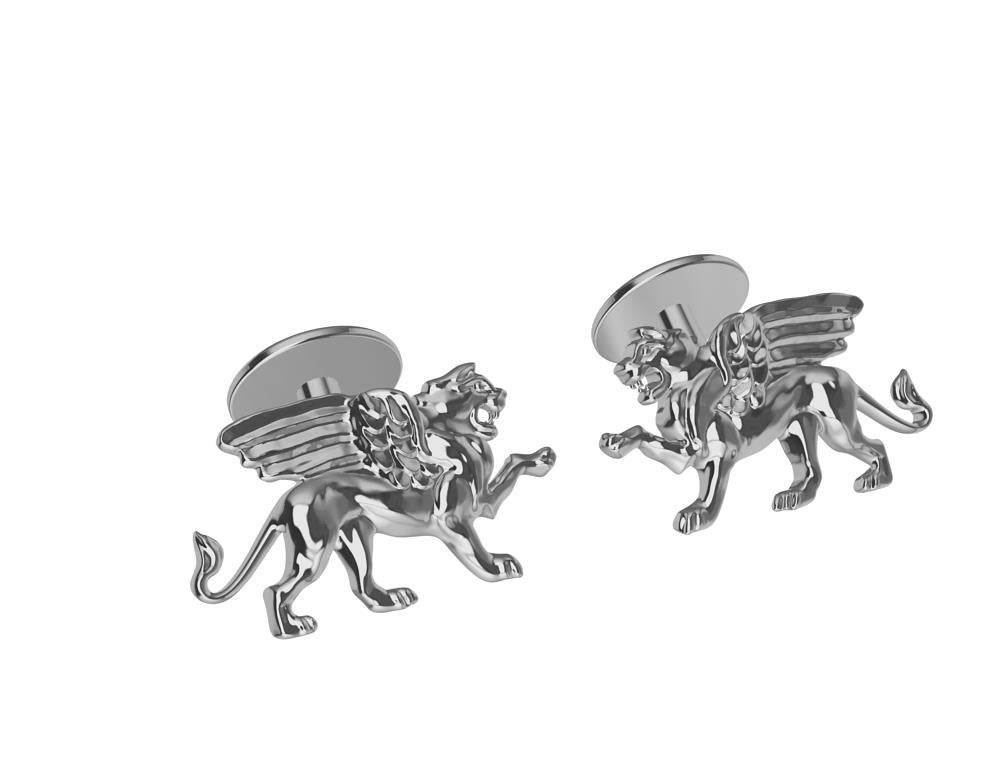 Tiffany designer , Thomas Kurilla created this for 1st dibs exclusively. Platinum Winged Lion Griffin Cuff links  Sculpture is my passion. This griffin is getting ready to take on his enemy 4 teeth and all. St. Marks In Venice has a great sculpture