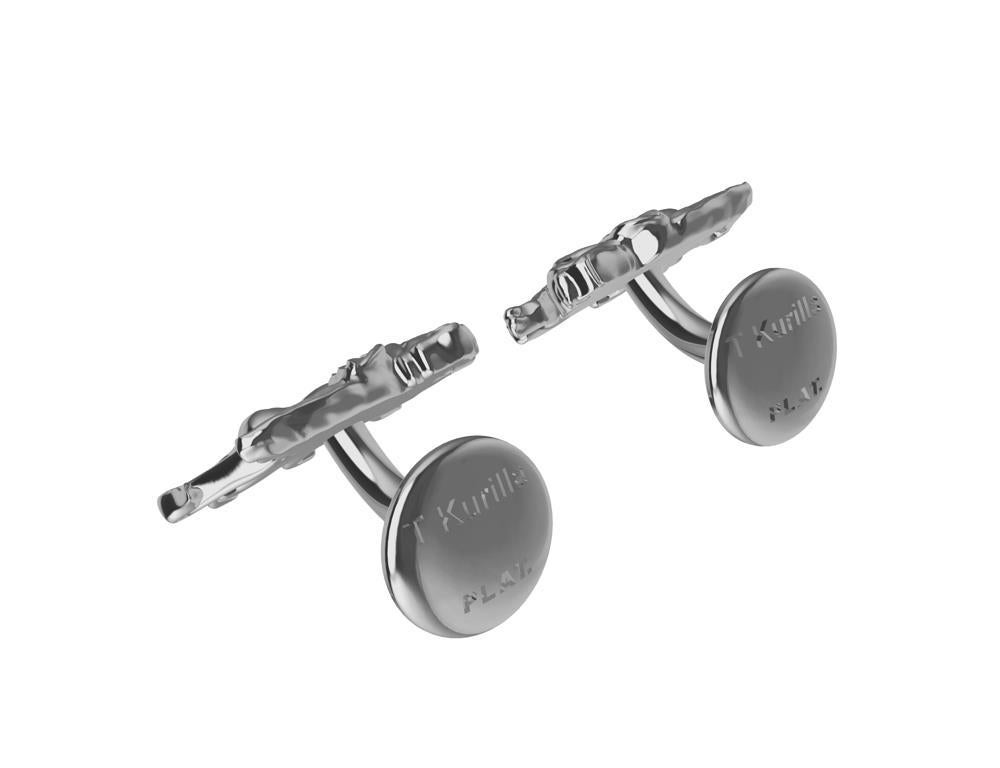 Platinum Winged Lion Griffin Cuff links For Sale 2