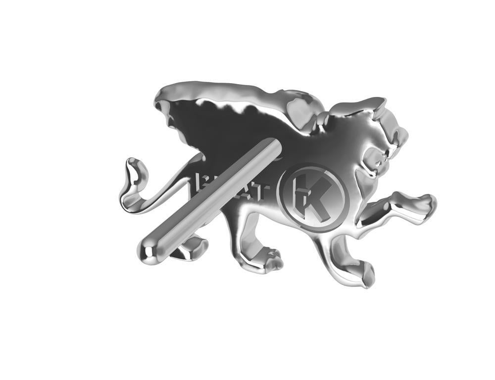 Platinum Winged Lion Griffin Stud Earrings For Sale 7