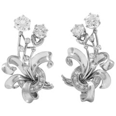 Platinum with 3.80 Carat of Diamonsa Earrings