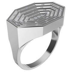 Platinum Mens Diamonds Octagonal Sculpture Ring
