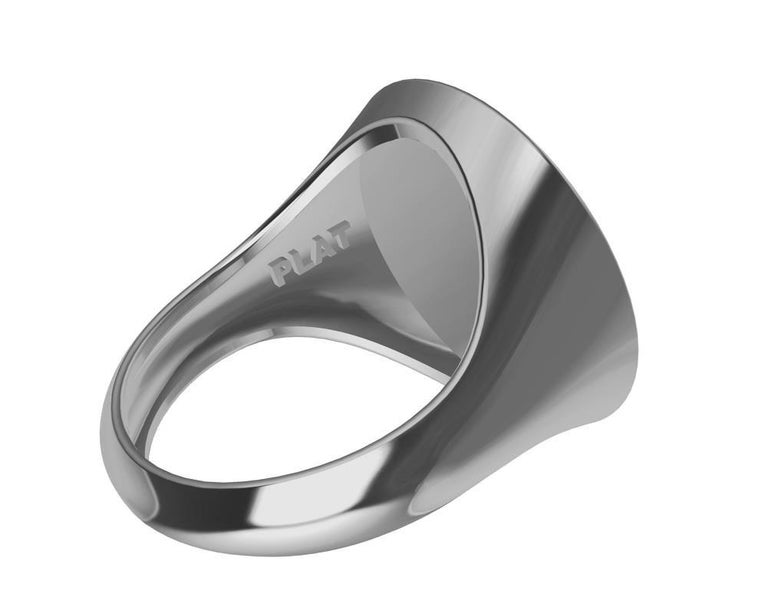Customizable Platinum Women's Elephant 2 Tusks Signet Ring For Sale at