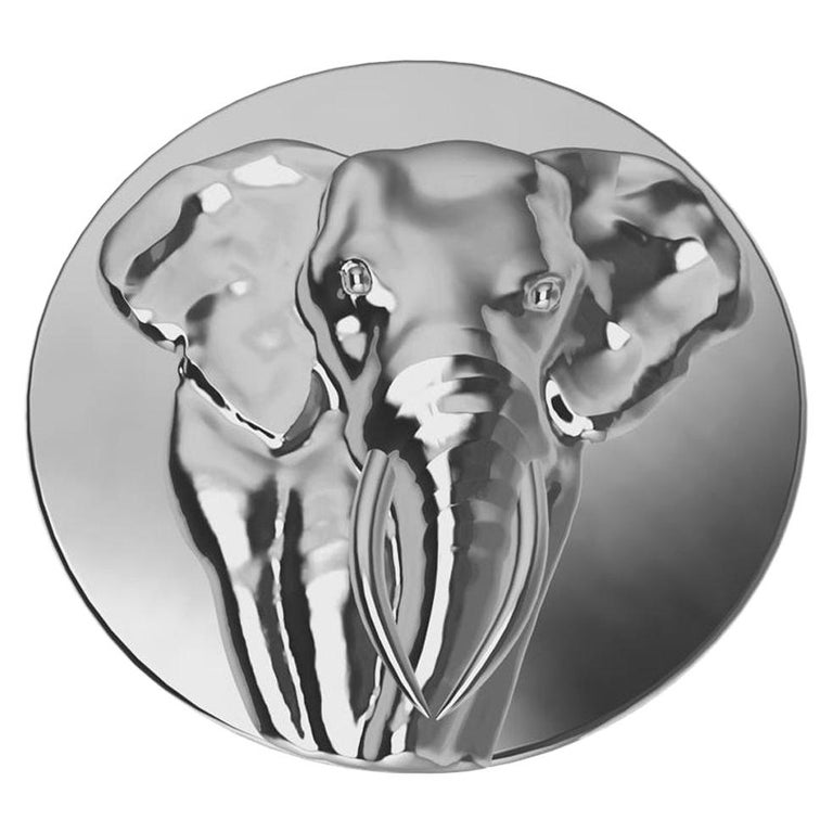 Customizable Platinum Women's Elephant 2 Tusks Signet Ring For Sale at