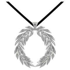 Used Platinum Olive Wreath Pendant 