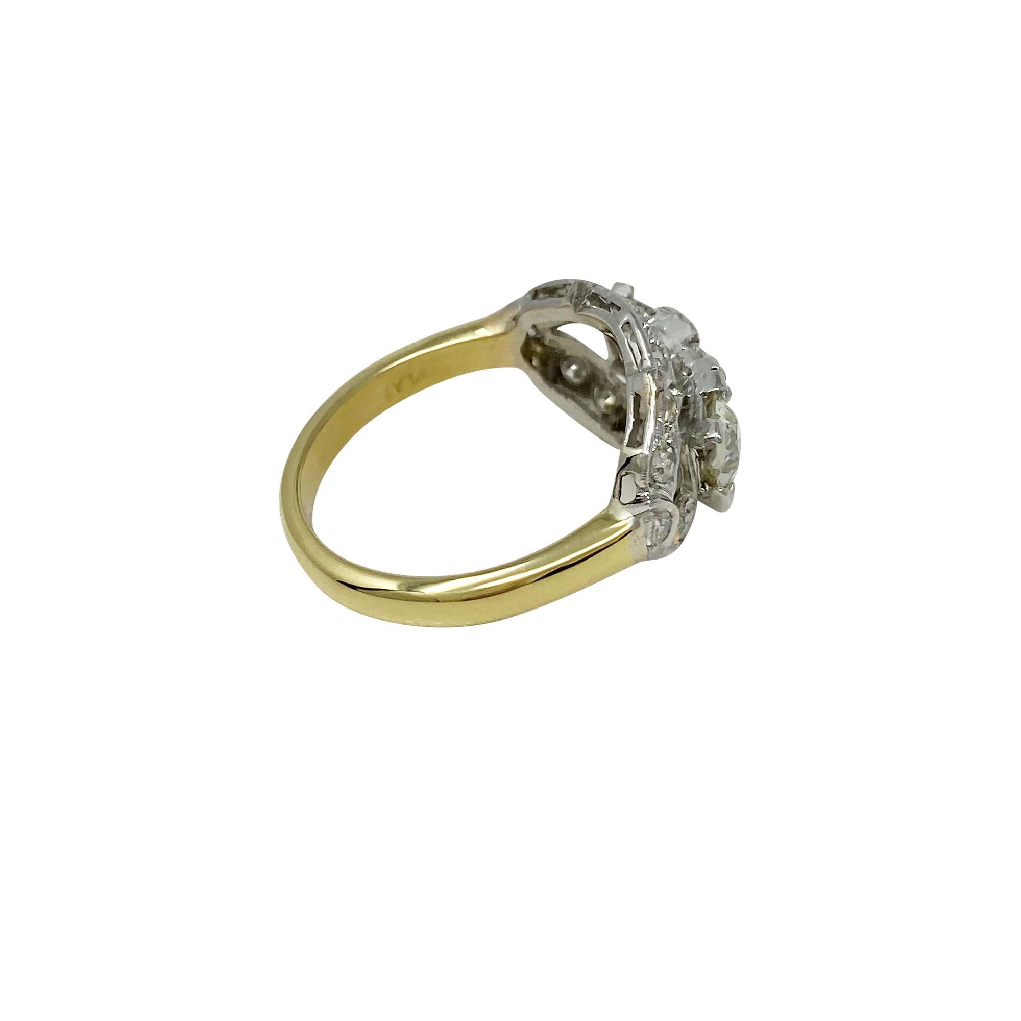 Women's or Men's Platinum Yellow Gold 1.45 Carat Diamond Ring For Sale