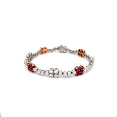 Armband aus Platin, Gelbgold, Diamant und Rubin