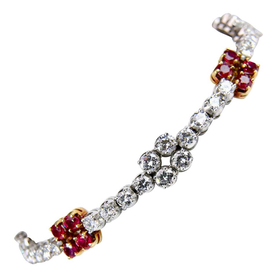 Tiffany and Co. Ruby, Diamond, Platinum and 18 Karat Gold Victoria ...