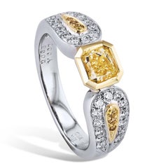 Platinum and Yellow Gold Fancy Diamond Engagement Ring