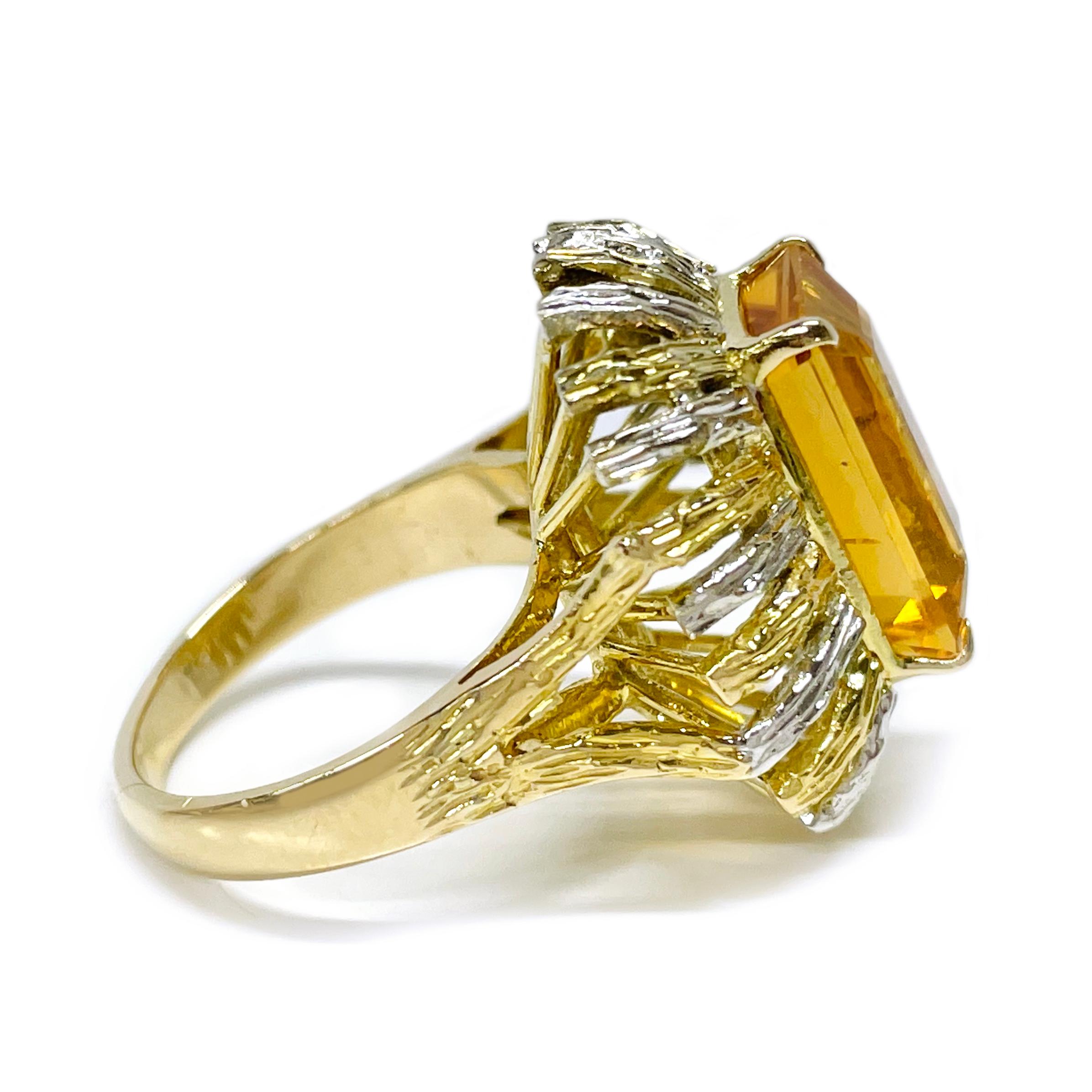 Contemporary Platinum Yellow Gold Citrine Ring For Sale