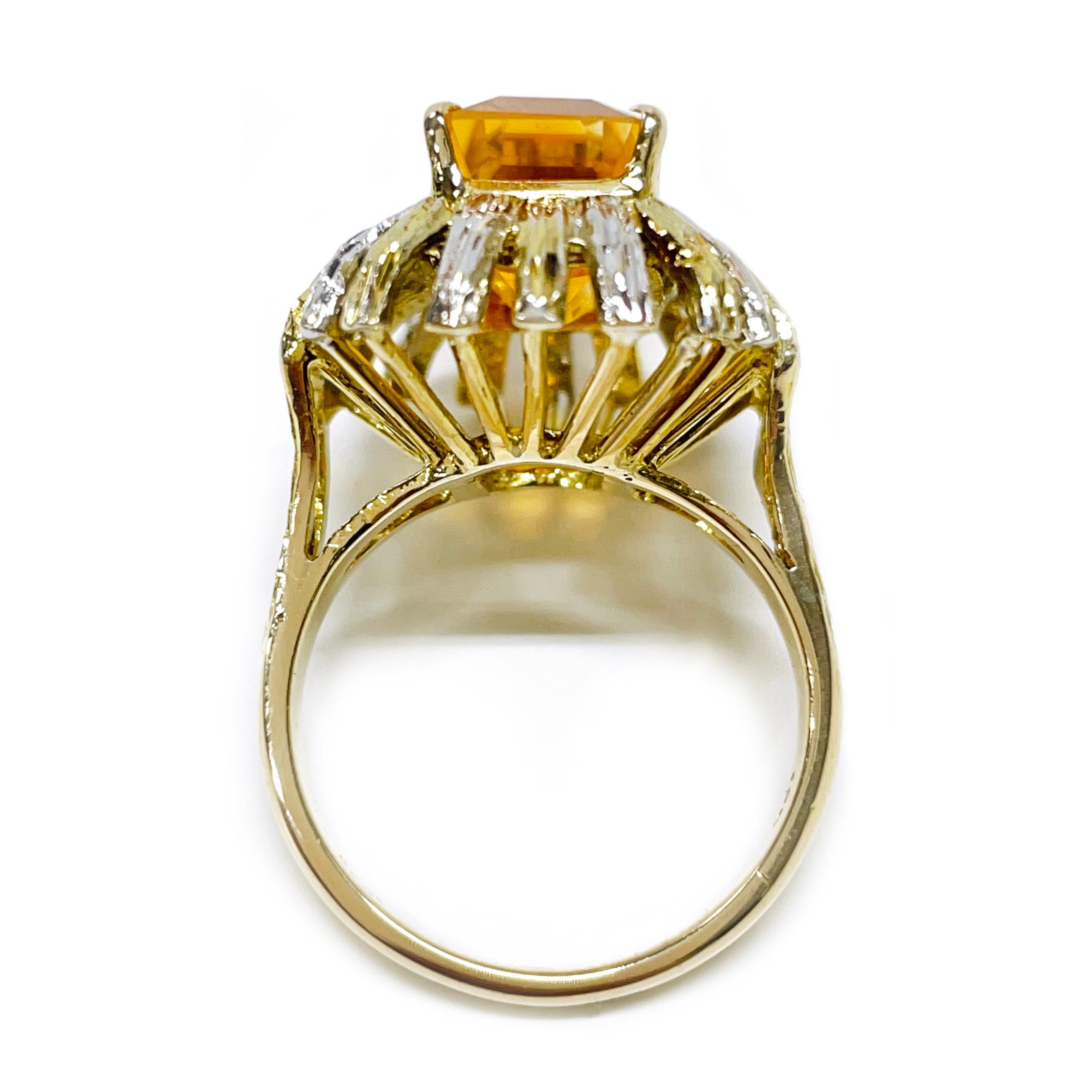 Platinum Yellow Gold Citrine Ring In Good Condition For Sale In Palm Desert, CA
