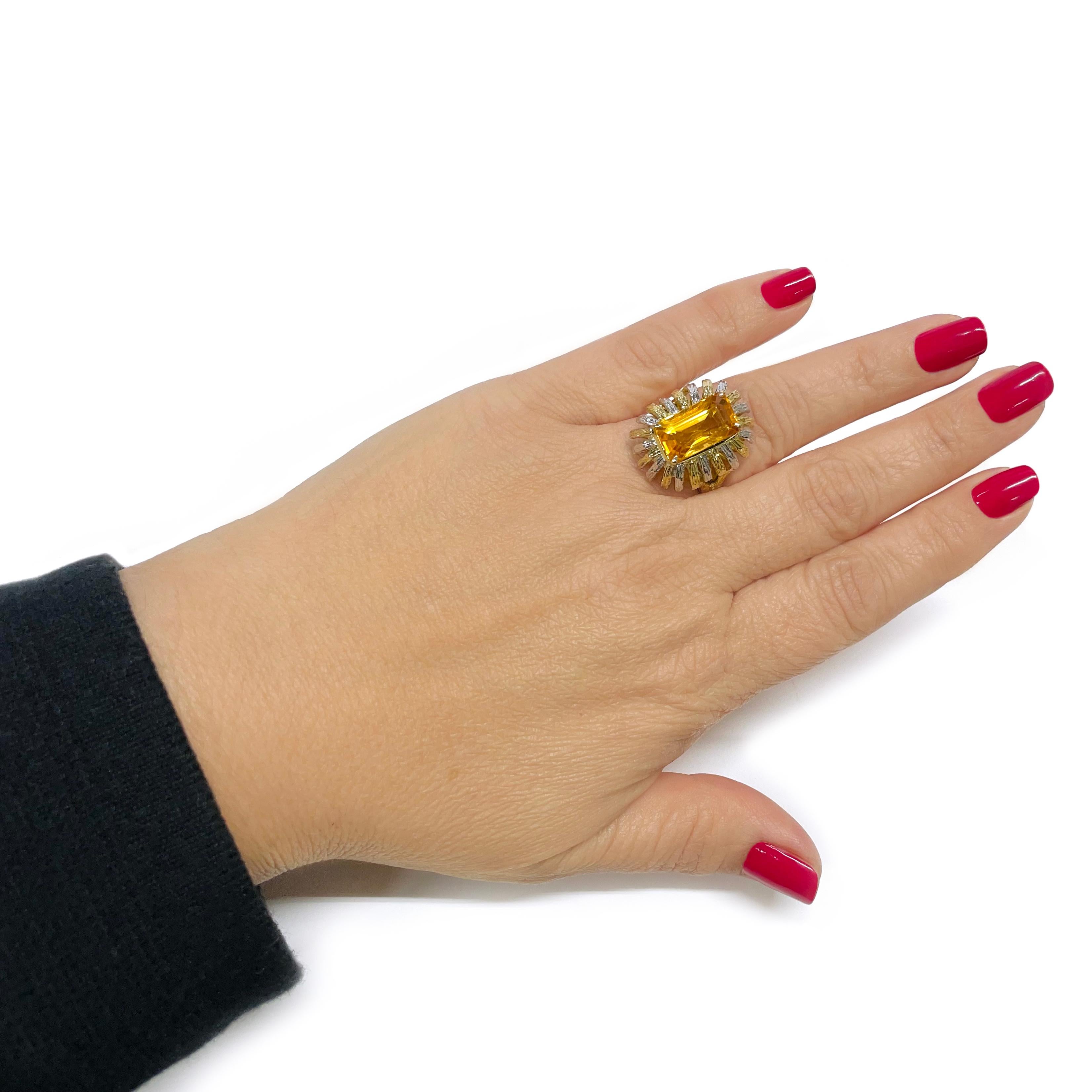 Platinum Yellow Gold Citrine Ring For Sale 1
