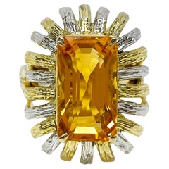 Vintage Platinum Yellow Gold Citrine Ring