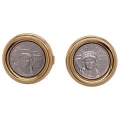 Platinum Yellow Gold Liberty Coin Vintage Two-Tone Cufflinks