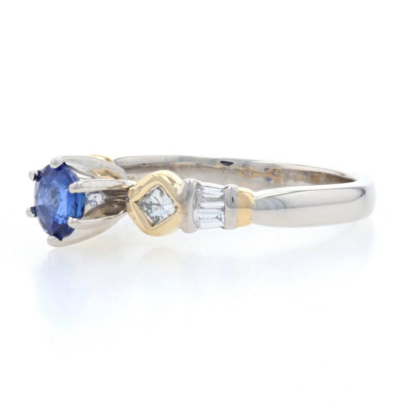 For Sale:  Platinum & Yellow Gold Sapphire & Diamond Engagement Ring 900 & 18k .91ctw 3