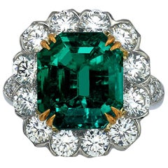 Colombian "Traditional" Collector's Emerald 8.75 Carat, AGL Report, Diamond Ring