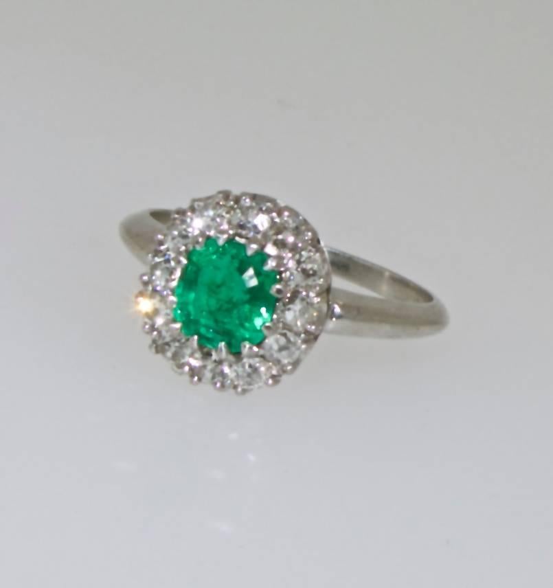 Contemporary Platinum, Emerald and Diamond Ring, circa 1935