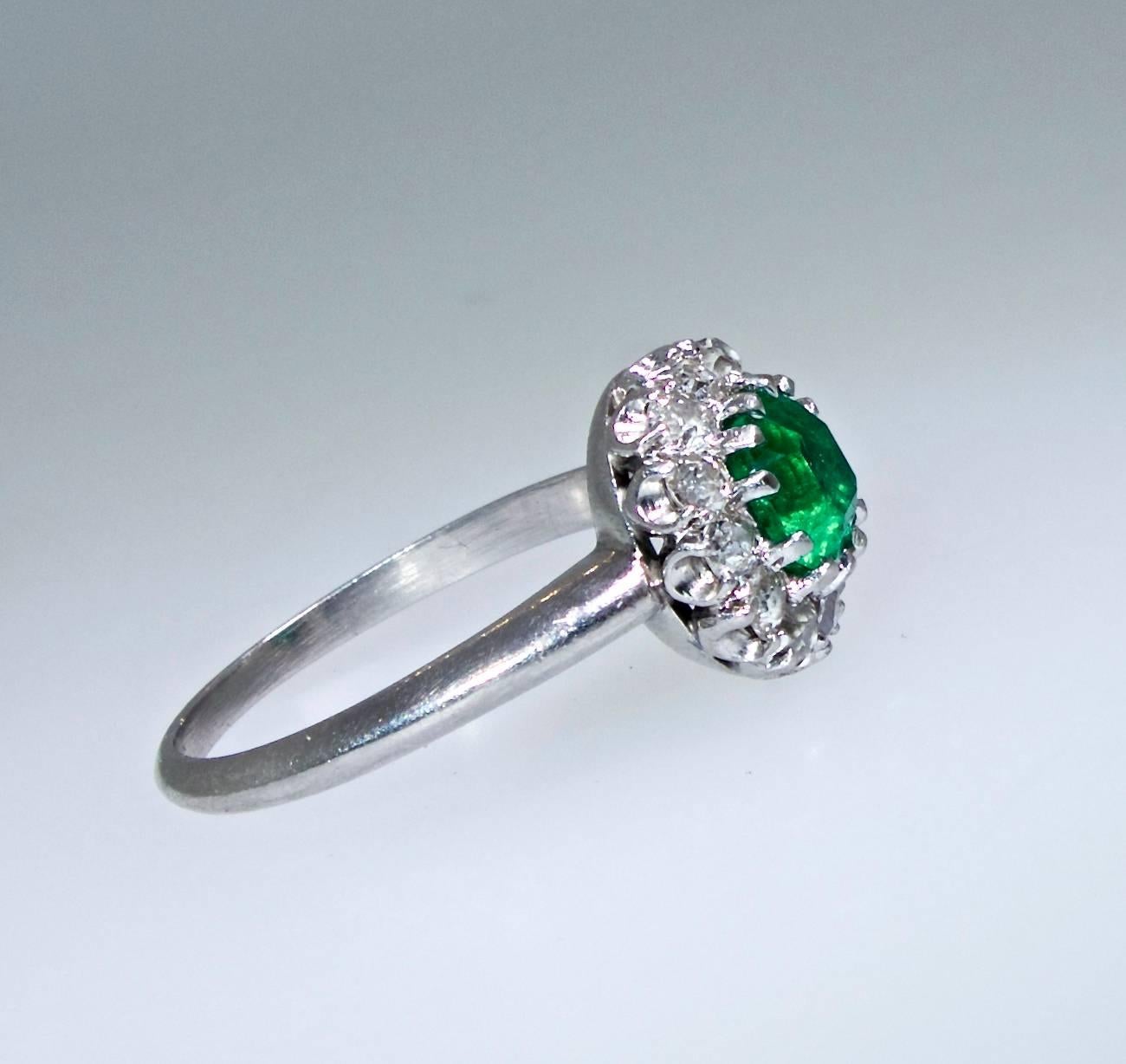Platinum, Emerald and Diamond Ring, circa 1935 In Excellent Condition In Aspen, CO