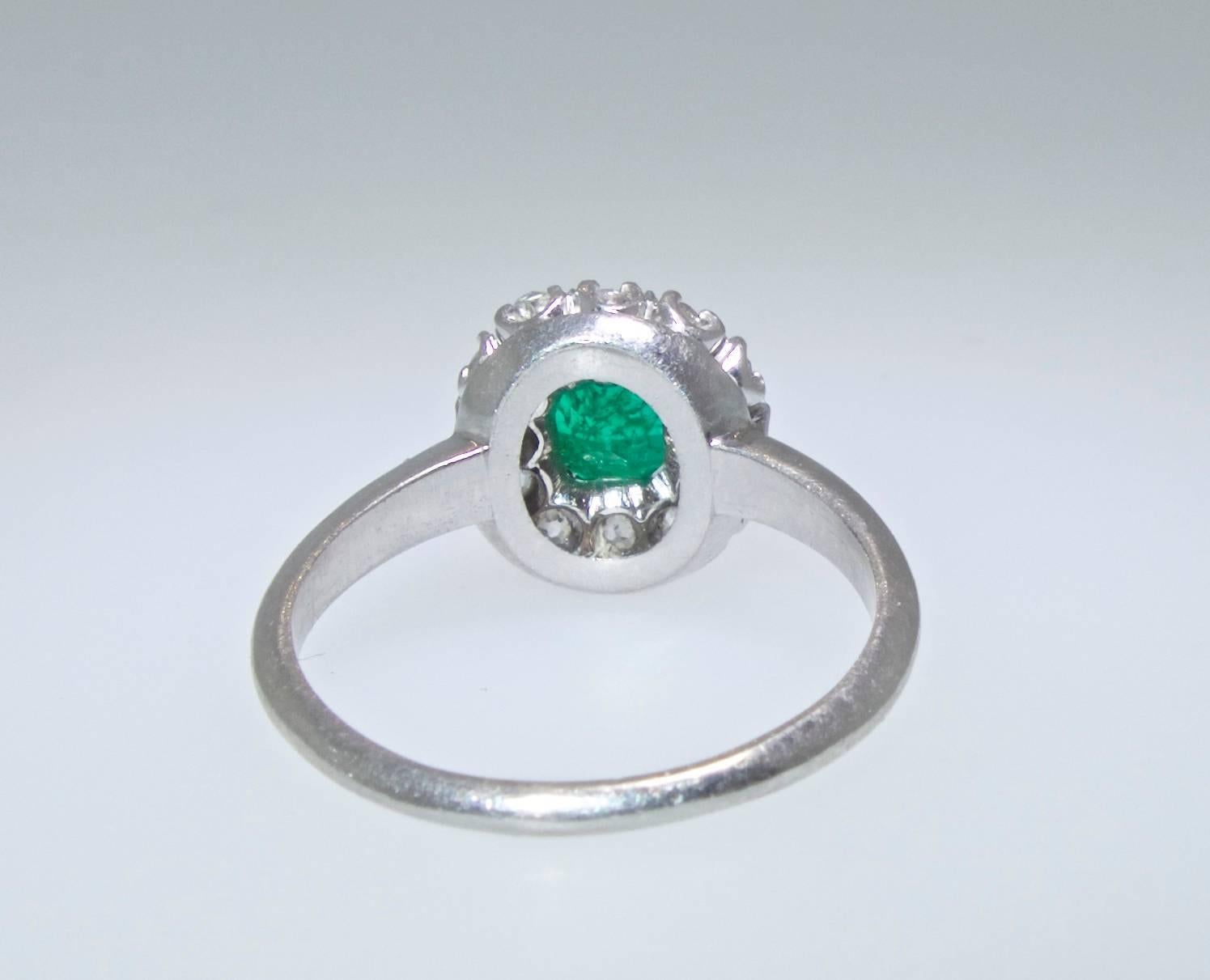 Women's or Men's Platinum, Emerald and Diamond Ring, circa 1935