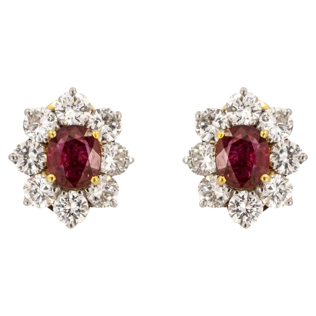 Platinuum & 18k Ruby Earrings For Sale