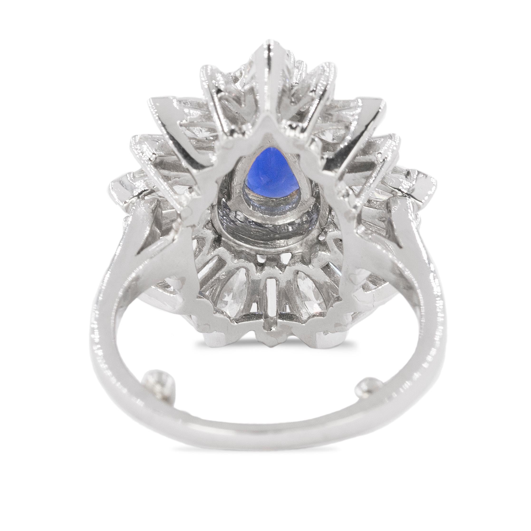 Platinum Burma Sapphire Ring In Excellent Condition In Sarasota, FL